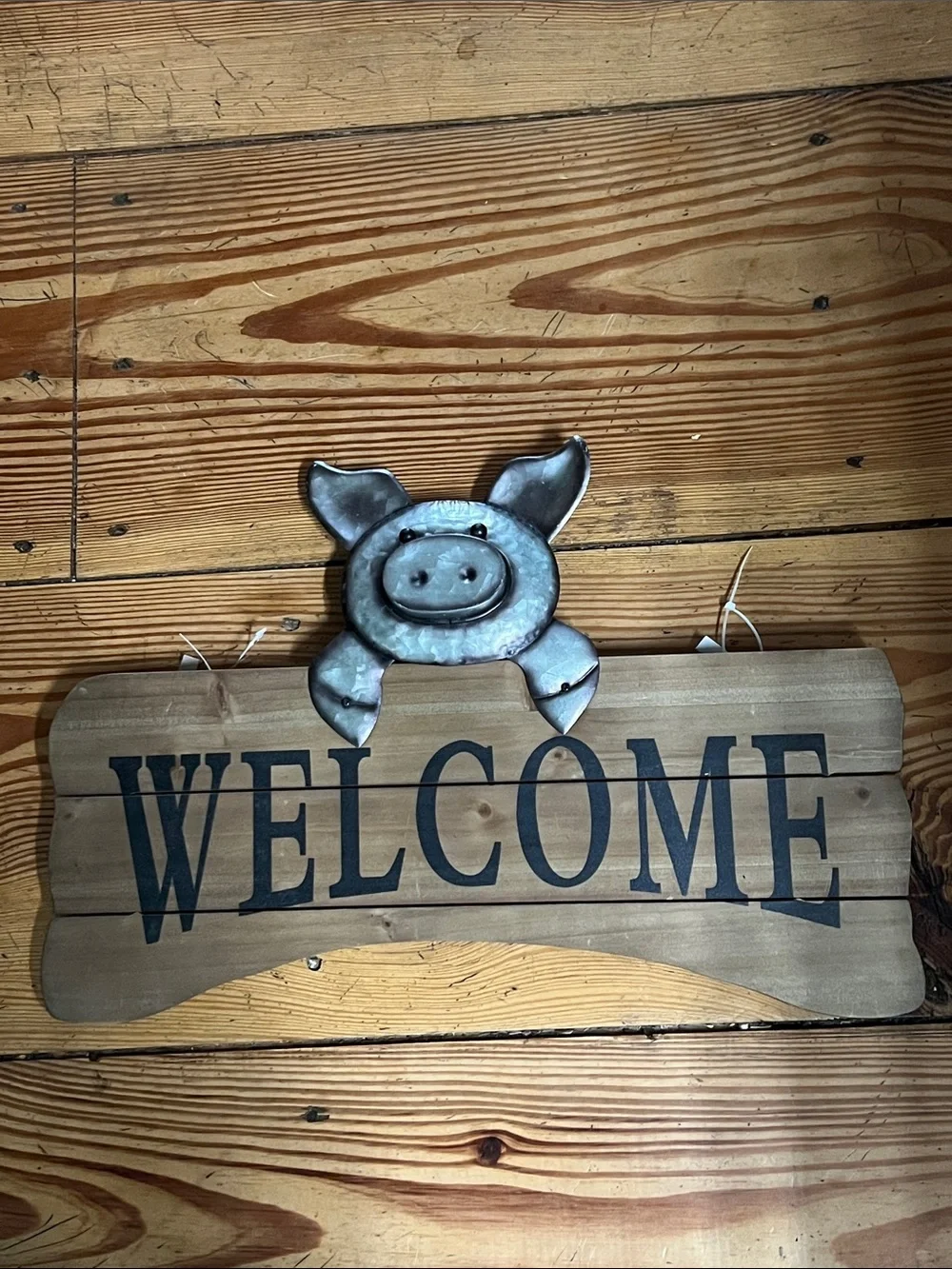 Cute Pig Welcome Sign - Rustic Wood Wall Decor Farm Rustic Farmhouse